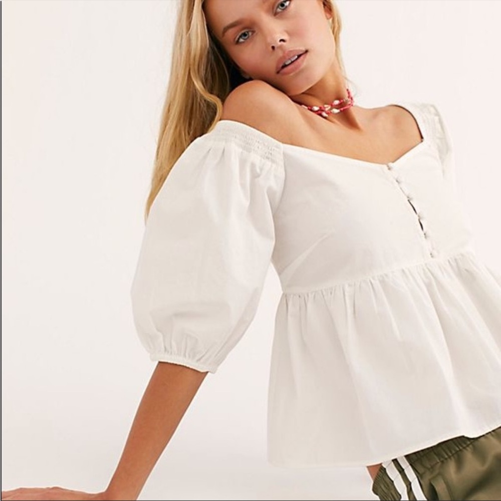 Free People White Off-Shoulder Blouse